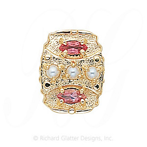 GS268 PL/PT - 14 Karat Gold Slide with Pearl center and Pink Tourmaline accents 